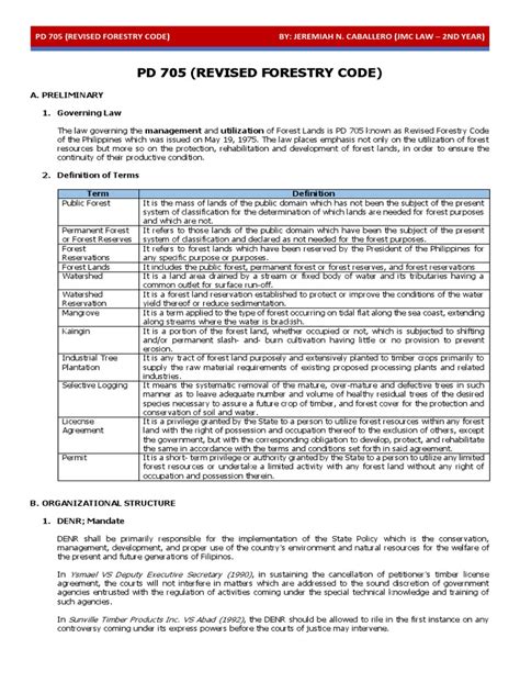 PD 705 (Revised Forestry Code) By: Jeremiah N. Caballero (JMC Law .
